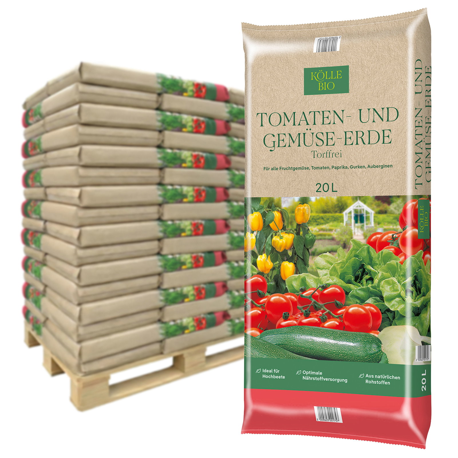 Kölle Bio Tomaten- & Gemüseerde, torffrei, 120 Sack á 20 l, gesamt 2400 Liter Kölle Bio Tomaten- & Gemüseerde, torffrei, 120 Sack á 20 l, gesamt 2400 Liter