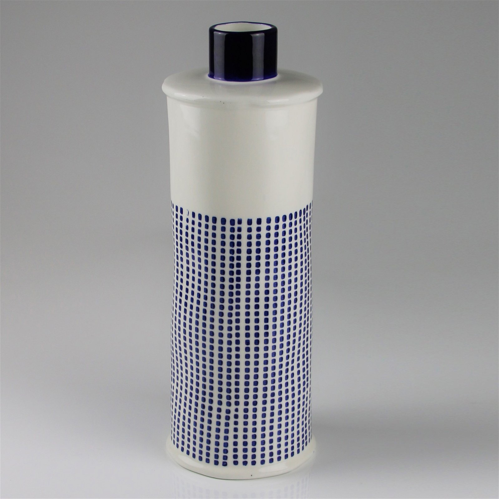 Keramikvase mit Streifendekor, blauweiß, Ø 12 x H 36 cm