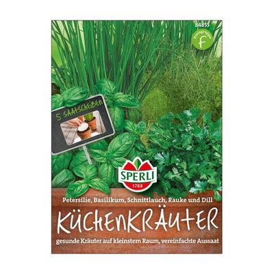 Sperli's Küchenkräuter Saatscheiben, Petersilie, Dill, Basilikum, Schnittlauch, Rauke