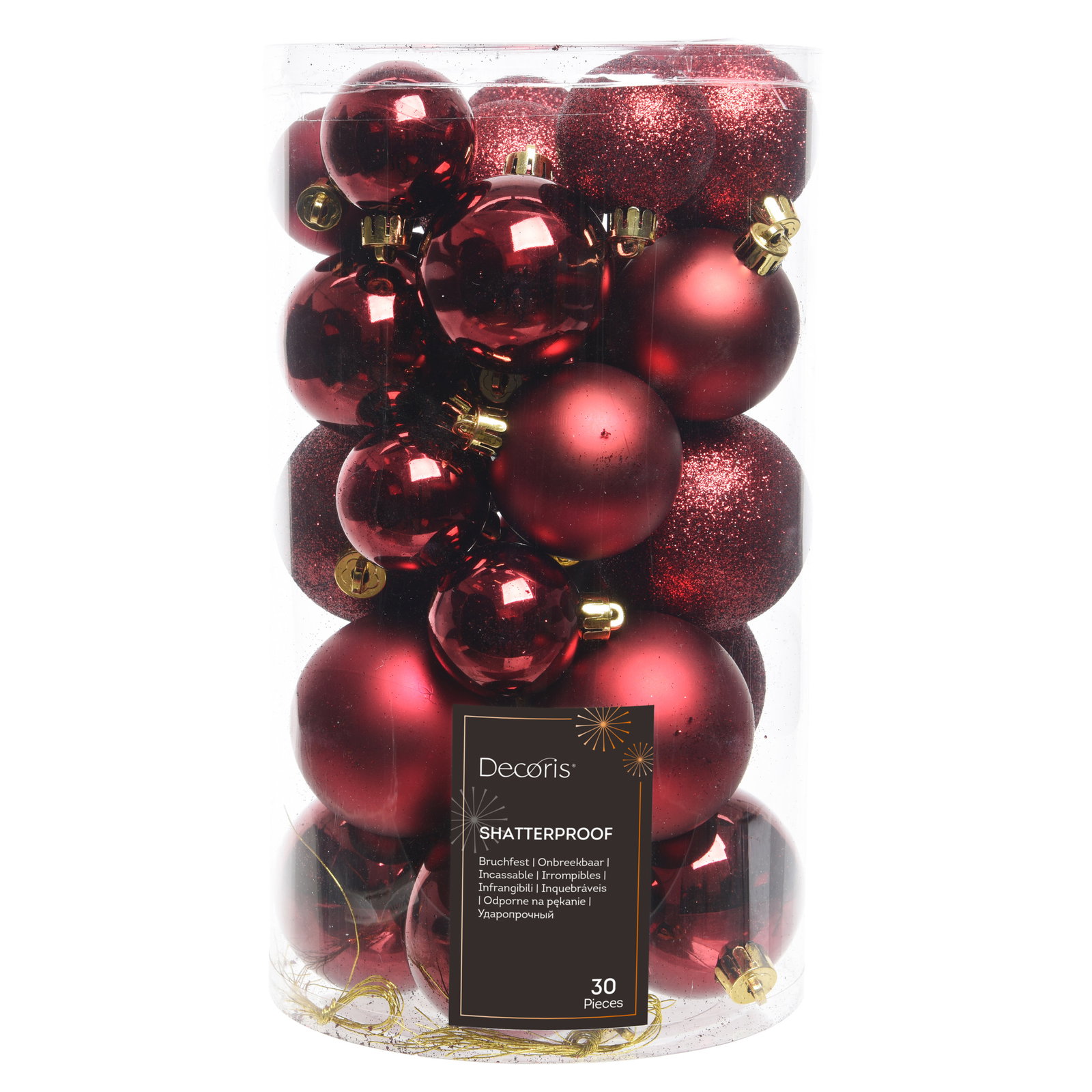 Kugelmix, 30 Kugeln, ochsenblut, glänzend, matt & glimmernd Kugelmix, 30 Kugeln, ochsenblut, glänzend, matt & glimmernd
