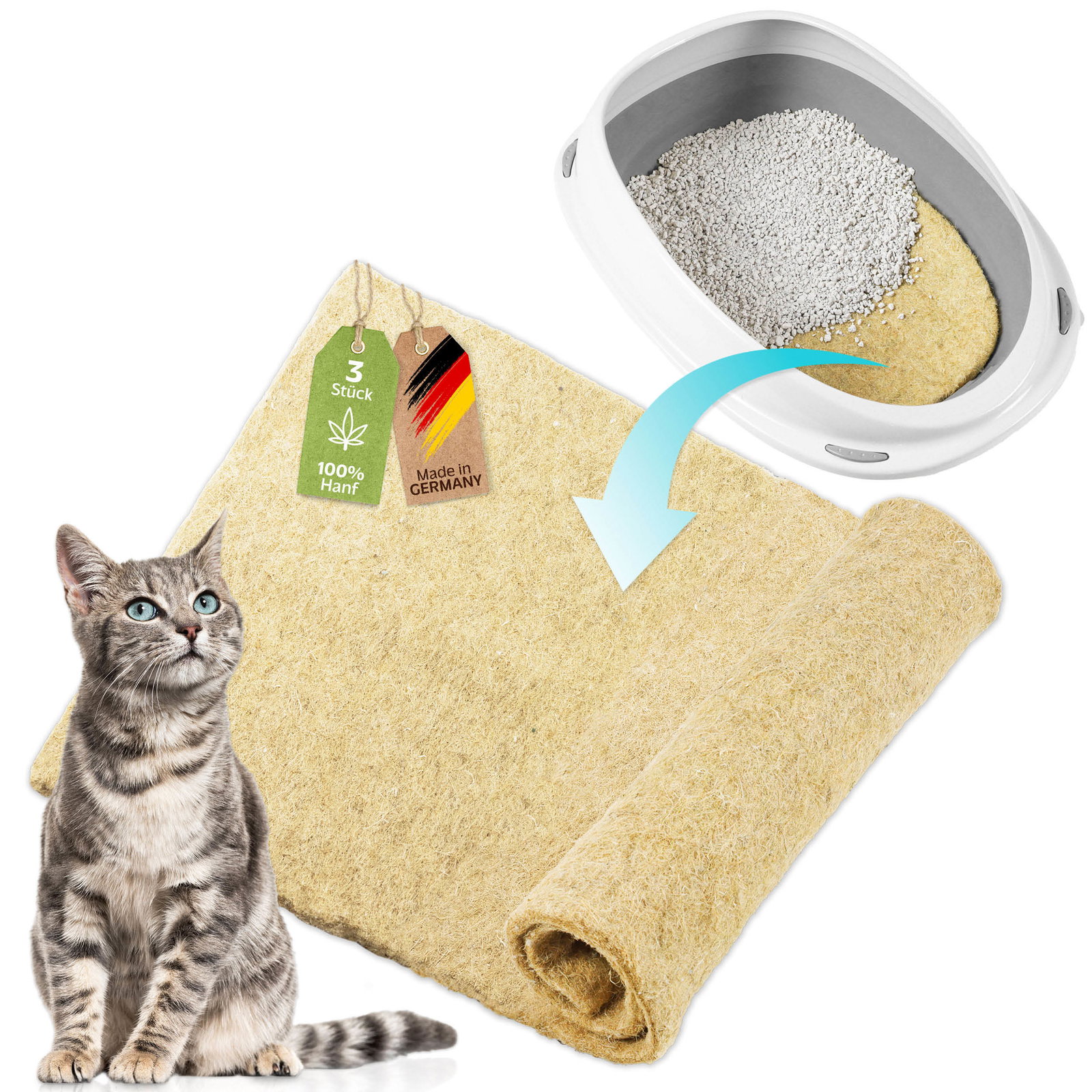 Rohrschneider Clean Cat Hanfmatte, 3er-Set, ca. 33 x 40 x H1 cm Rohrschneider Clean Cat Hanfmatte, 3er-Set, ca. 33 x 40 x H1 cm