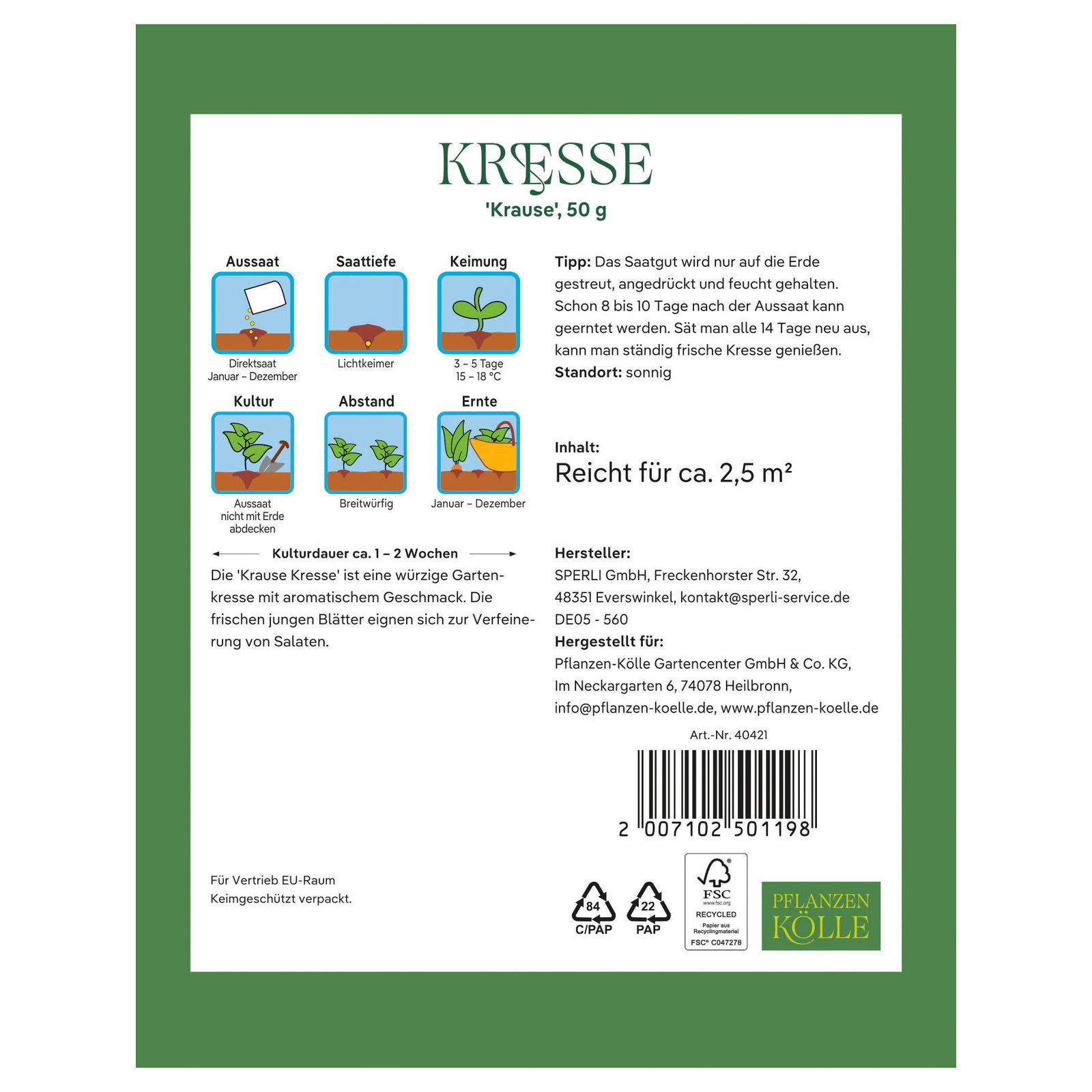 Kölles Beste Kräutersamen, Kresse 'Krause'