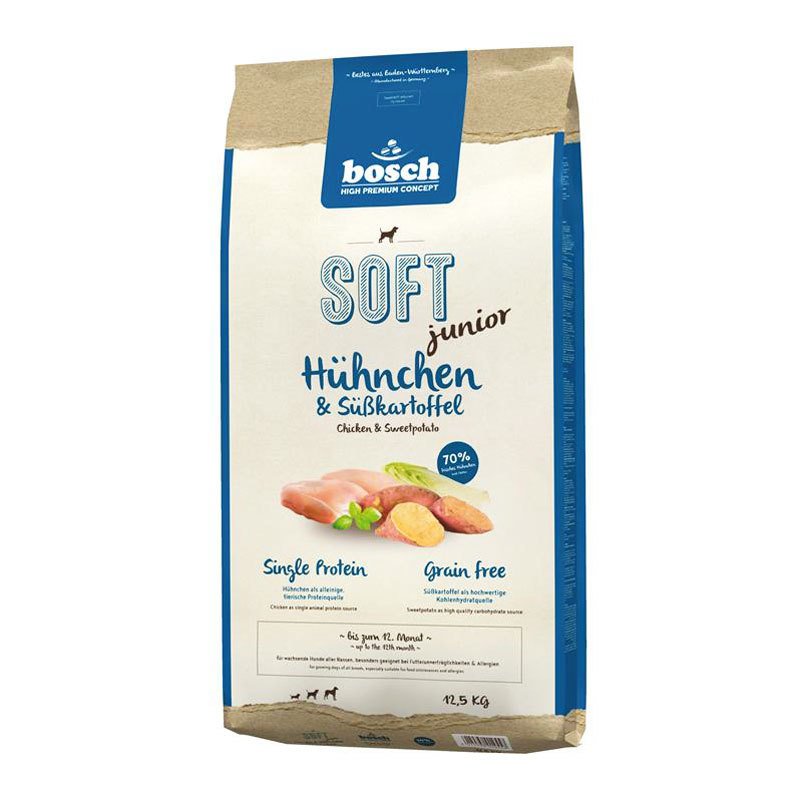 Bosch HPC Soft Junior, Hühnchen und Süßkartoffel, getreidefrei, 12,5 kg