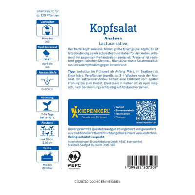 Saatgut, Kopfsalat 'Analena' Saatgut, Kopfsalat 'Analena'