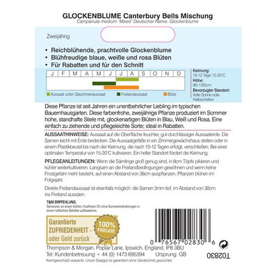 Thompson & Morgan Blumensamen Marienglockenblume Canterbury Bells Mischung