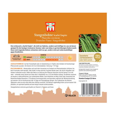 Gemüsesamen, Stangenbohnen 'Scarlet Emperor', rot, 10 Stück