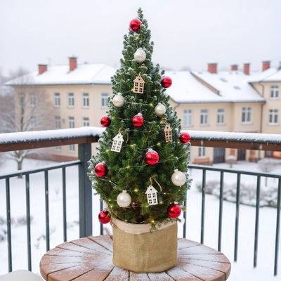 Weihnachtsbäumchen inkl. Deko, beere-rot, Höhe ca. 80 cm, Topf-Ø 25 cm