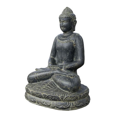 Buddha sitzend, anthrazit, dunkel grau, Steinguss, 80 x 55 x 45 cm, 57 kg