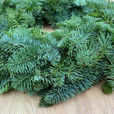 Adventskranz, Nobilistanne, halbrund gebunden, ca. 40 cm Ø Adventskranz, Nobilistanne, halbrund gebunden, ca. 40 cm Ø