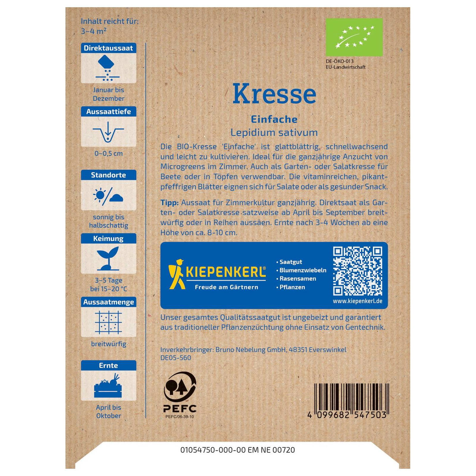 Gemüsesamen, BIO-Kräuter Kresse
