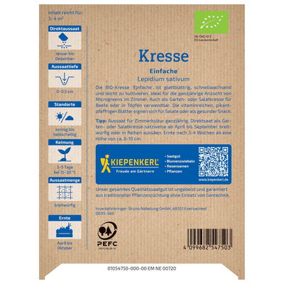 Gemüsesamen, BIO-Kräuter Kresse Gemüsesamen, BIO-Kräuter Kresse