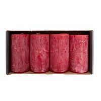 Safe Candle® Rustic Stumpenkerzen, 4er-Set, rubin, Höhe 11 cm, Ø 6 cm