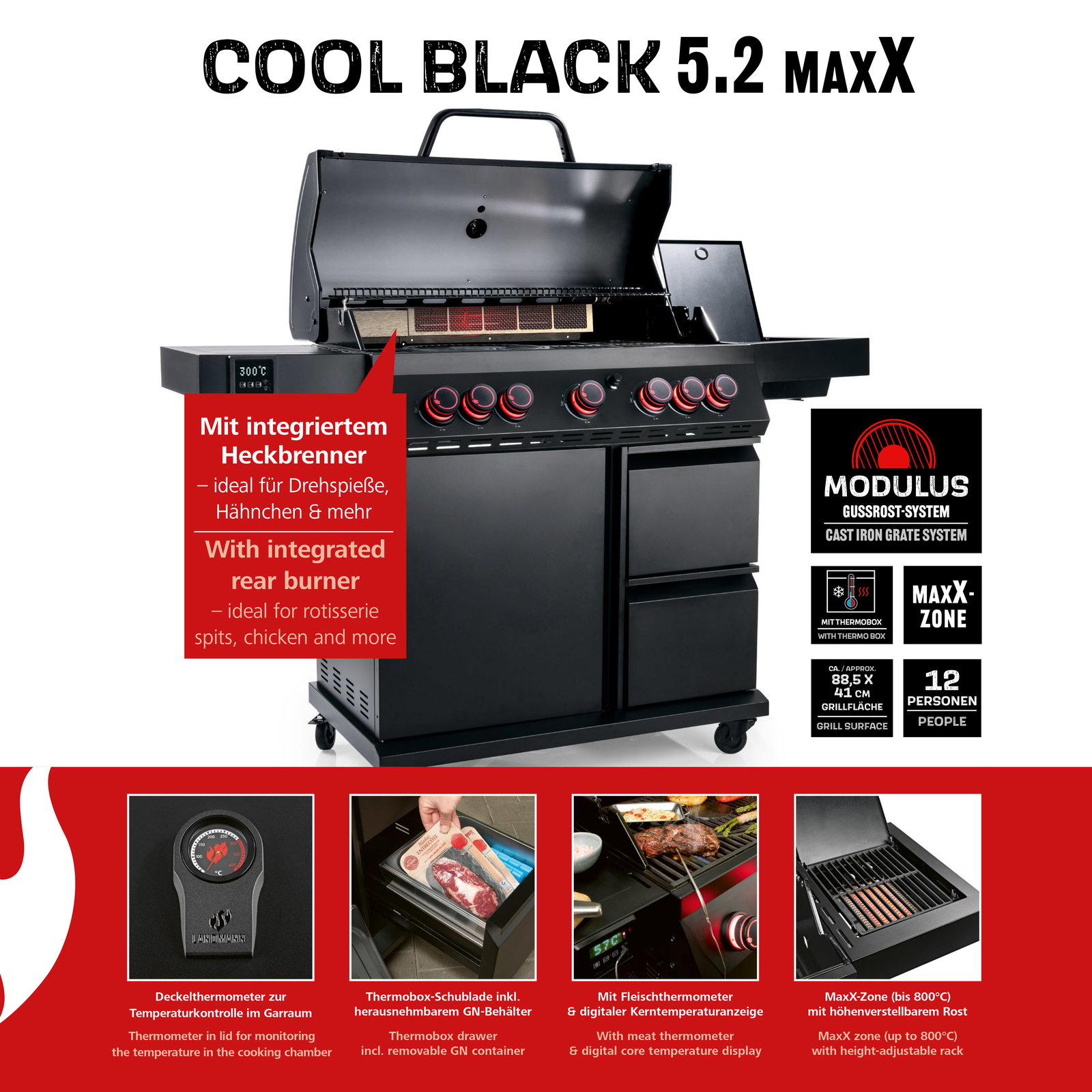 Landmann Gasgrill COOL BLACK 5.2 mit Heckbrenner