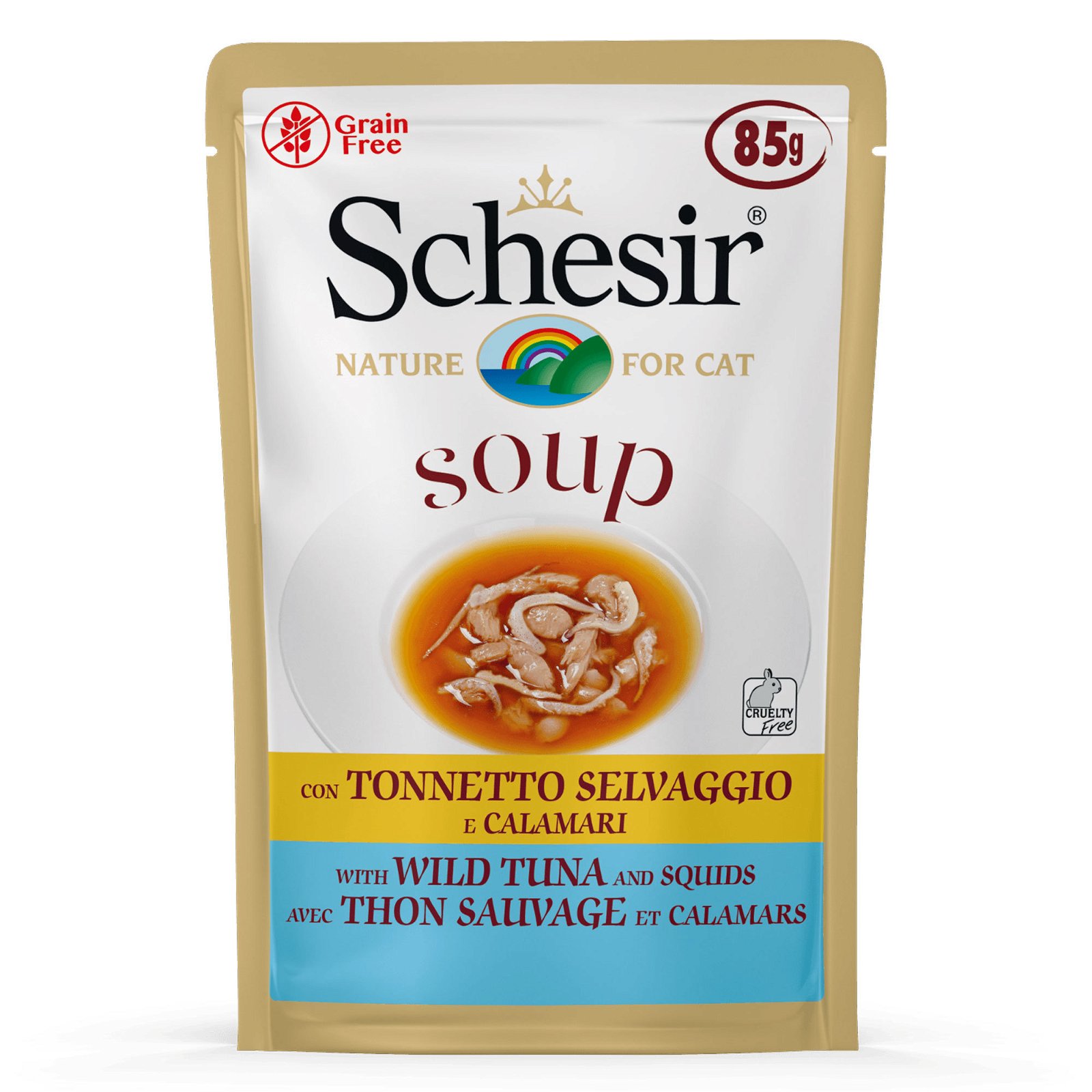Schesir Cat Soup, Thunfisch & Tintenfisch, 85 g Pouch