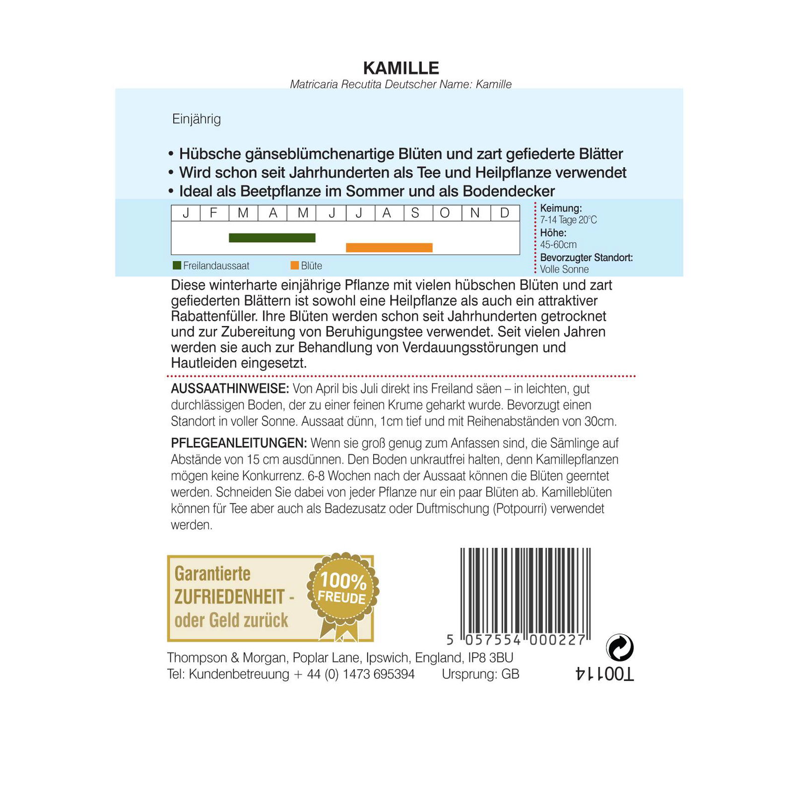 Thompson & Morgan Blumensamen Kamille