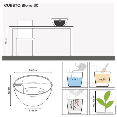 Lechuza 'Cubeto Stone 30', quarzweiß, ca. Ø 30 x 13,5 cm Lechuza 'Cubeto Stone 30', quarzweiß, ca. Ø 30 x 13,5 cm