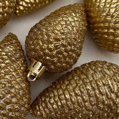 Glitter Zapfen, 6er-Set, hellgold, Höhe ca. 8 cm Glitter Zapfen, 6er-Set, hellgold, Höhe ca. 8 cm