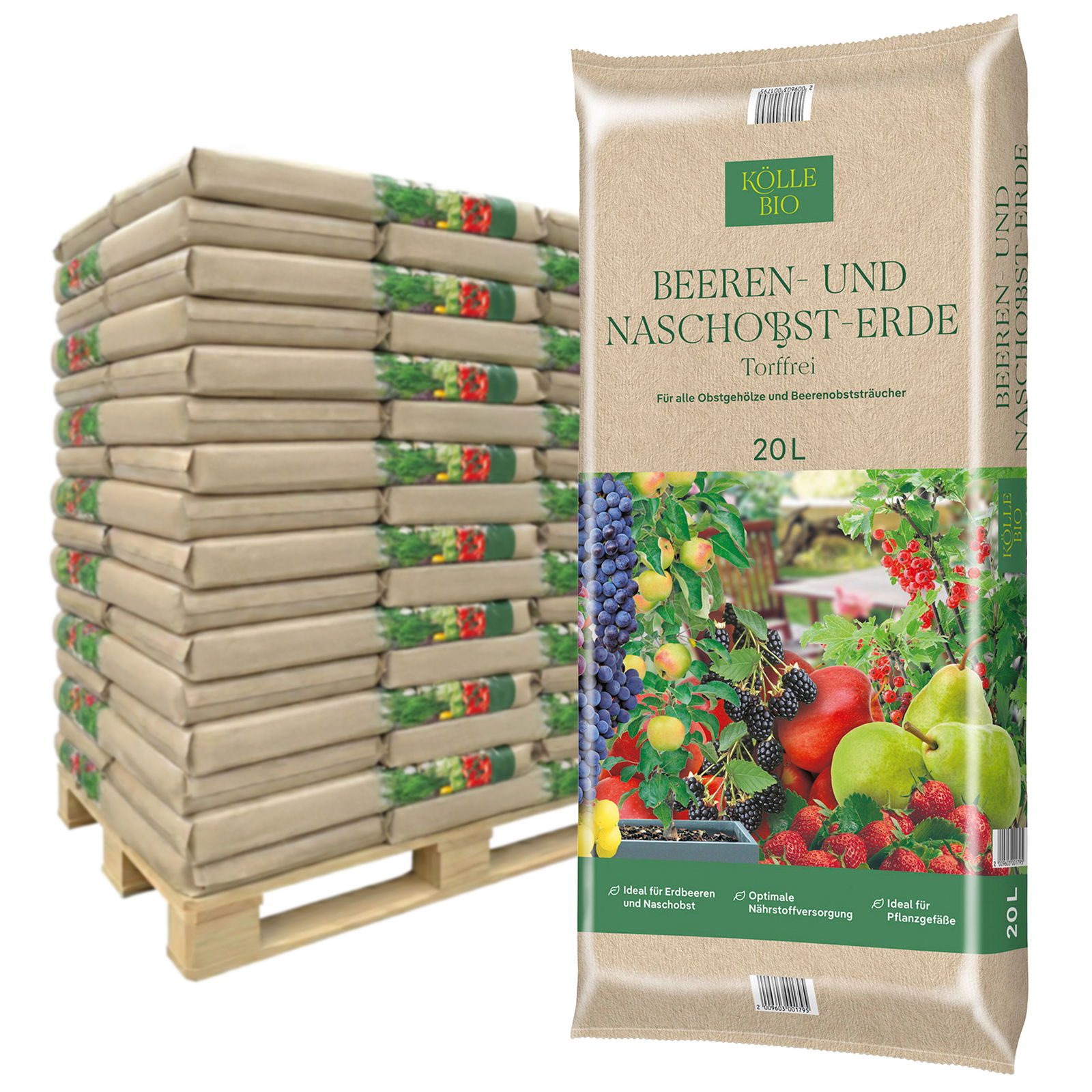 Kölle Bio Beeren- & Naschobst-Erde, torffrei, 39 Sack á 20 l, 780 Liter