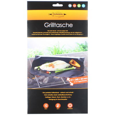 Grilltasche, ca. 31 x 10 x 3 cm, wiederverwendbar, schwarz