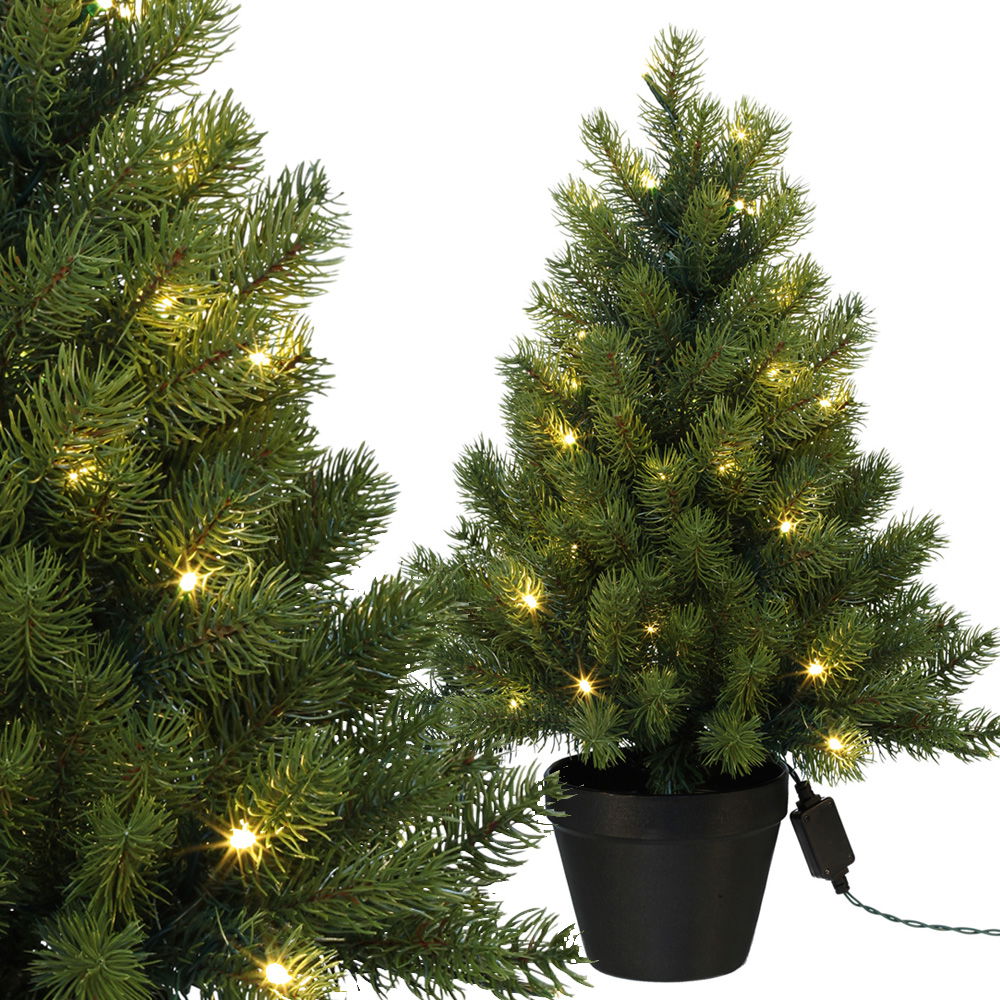 Künstlicher Weihnachtsbaum im Topf mit LED-Beleuchtung, Höhe ca. 60 cm