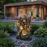 Polyresin Brunnen inkl. Pumpe, warmlicht, 38 x 34 x 54 cm