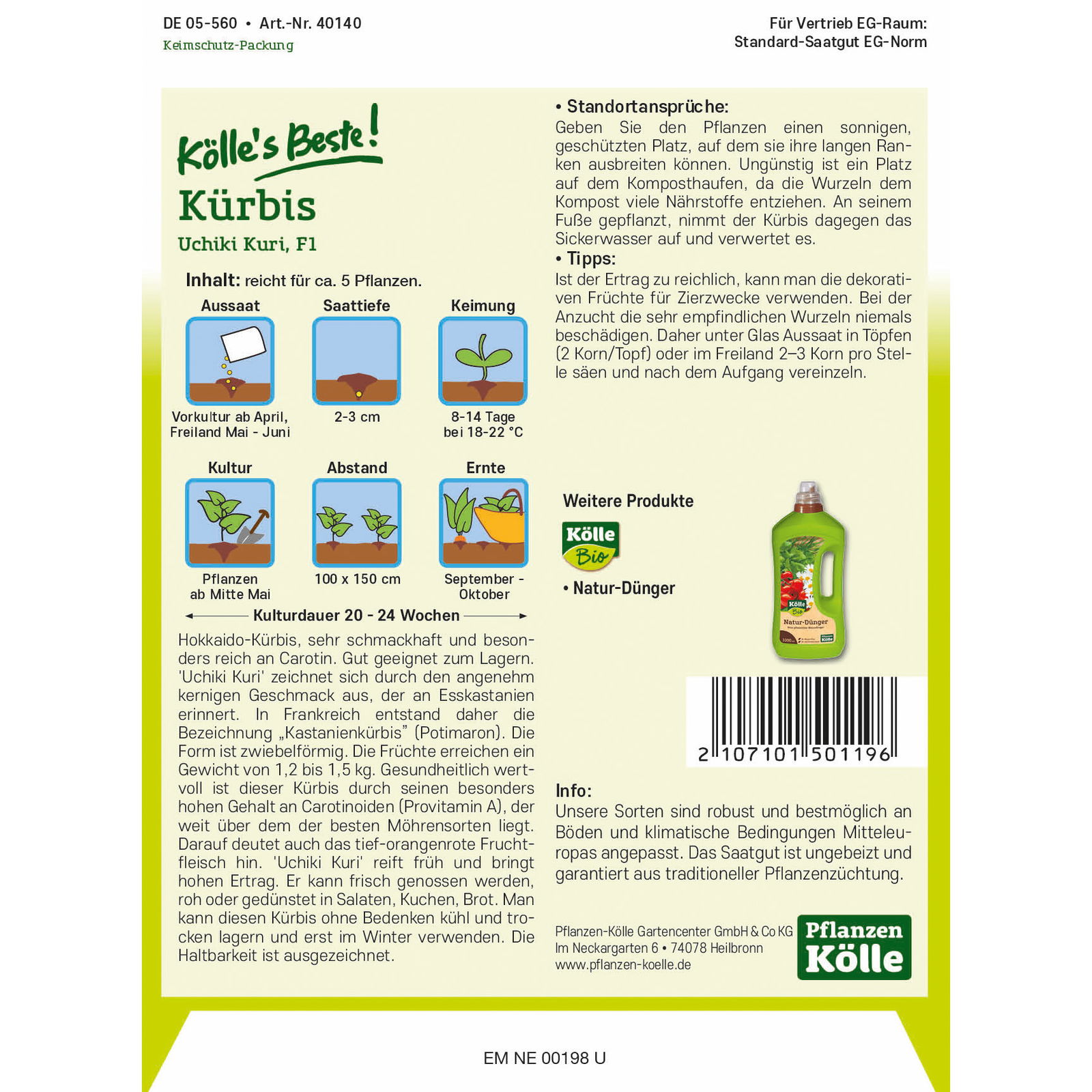 Kölle's Beste Gemüsesamen Kürbis 