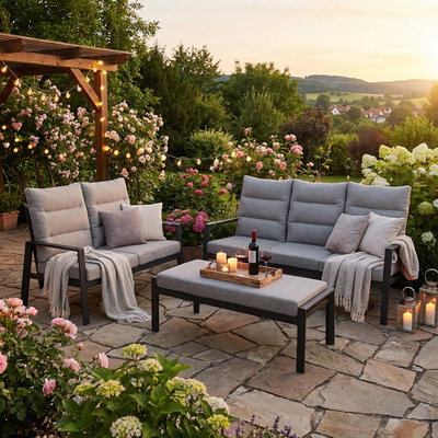 Kölle Loungesofa 'Kreta' inkl. Auflagen, 3-Sitzer, grau