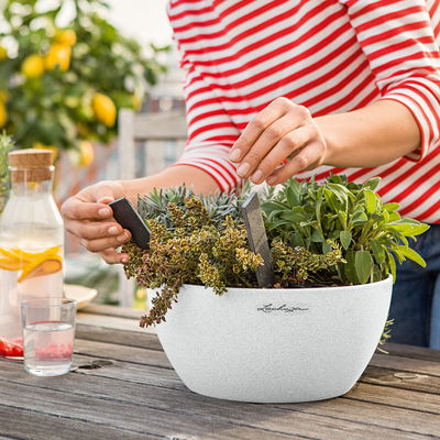 Lechuza 'Cubeto Stone 30', quarzweiß, ca. Ø 30 x 13,5 cm Lechuza 'Cubeto Stone 30', quarzweiß, ca. Ø 30 x 13,5 cm