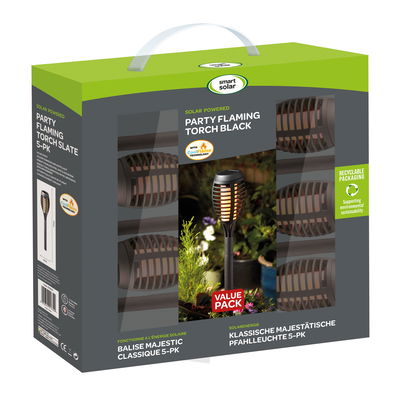 Solar Gartenfackel, 5er-Pack, schwarz, 47 x 7,4 cm Solar Gartenfackel, 5er-Pack, schwarz, 47 x 7,4 cm
