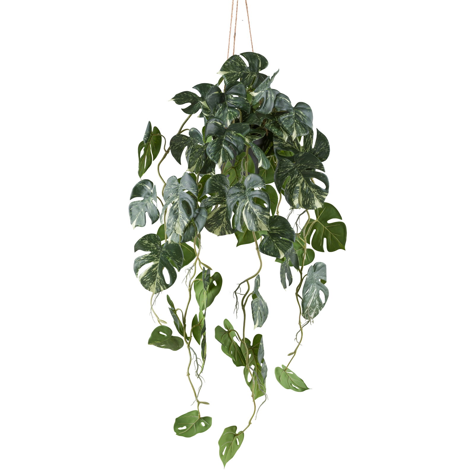 Kunstpflanze Splitphilodendron variegata im Hängetopf, Höhe ca. 80 cm