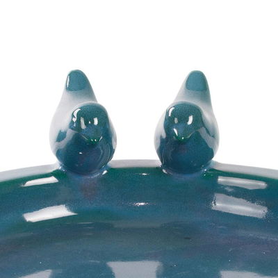 Vogeltränke, blau, Terrakotta, ca. 10 x 37 x 37 cm Vogeltränke, blau, Terrakotta, ca. 10 x 37 x 37 cm