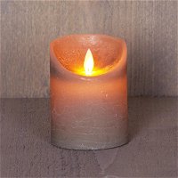LED Echtwachskerze 'Magic Flame', taupe, Timer, Batterie