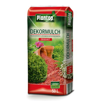 Plantop Dekormulch, ziegelrot, 39 Sack á 50 l, gesamt 1950 Liter