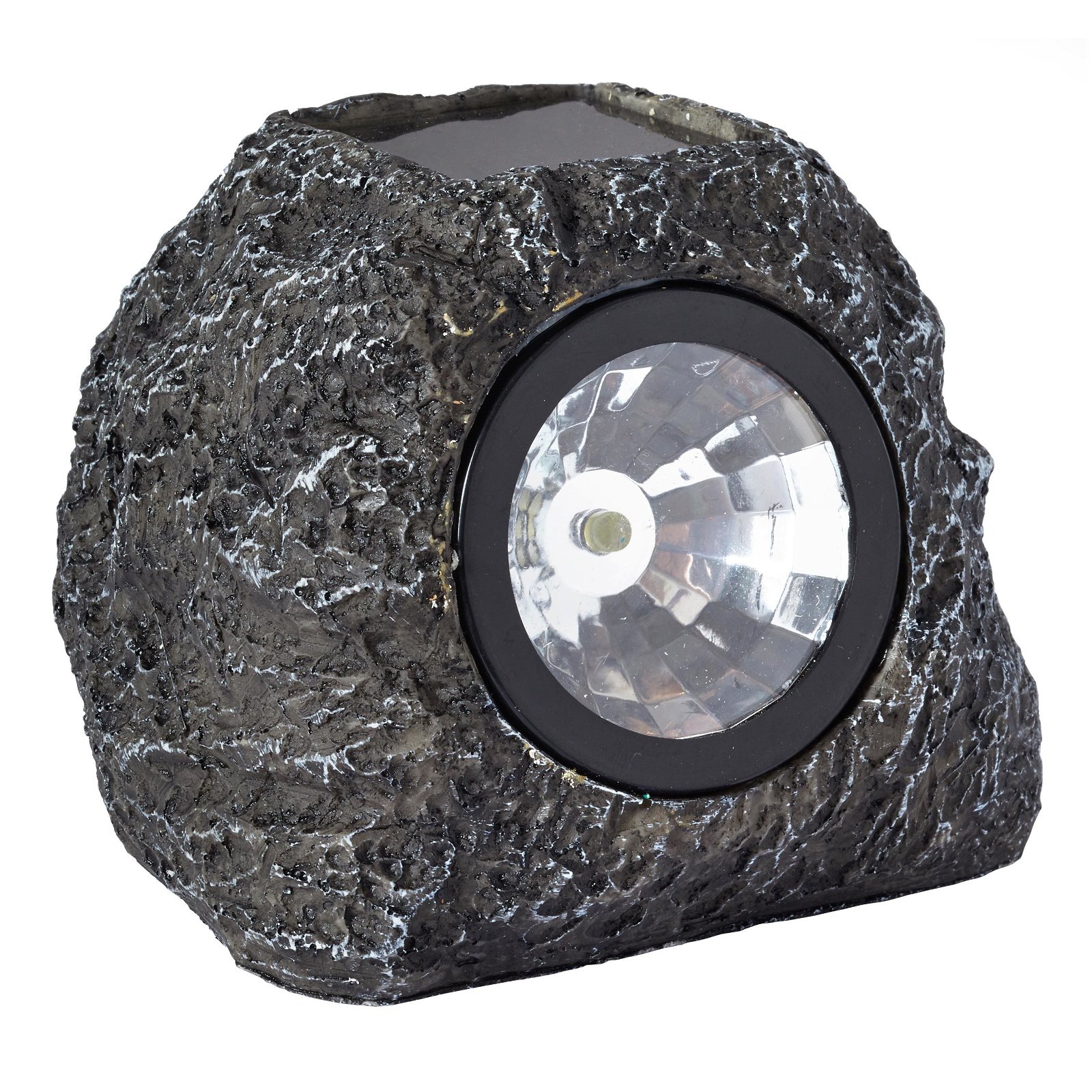 Solar-Leuchte Spotlight in Granit aus Polyresin mit 3 Lumen, Maße 9,5 x 10 cm