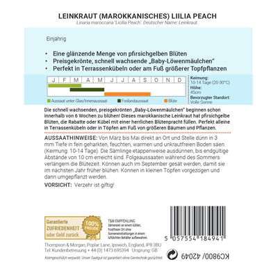 Blumensamen, Marokkanisches Leinkraut 'Lucilia Peach', 200 Stück Blumensamen, Marokkanisches Leinkraut 'Lucilia Peach', 200 Stück