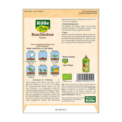 Kölle Bio Gemüsesamen Buschbohne grün Kölle Bio Gemüsesamen Buschbohne grün