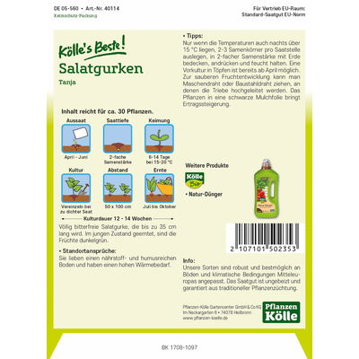 Gemüsesamen, Gurken 'Salat-Tanja' Gemüsesamen, Gurken 'Salat-Tanja'