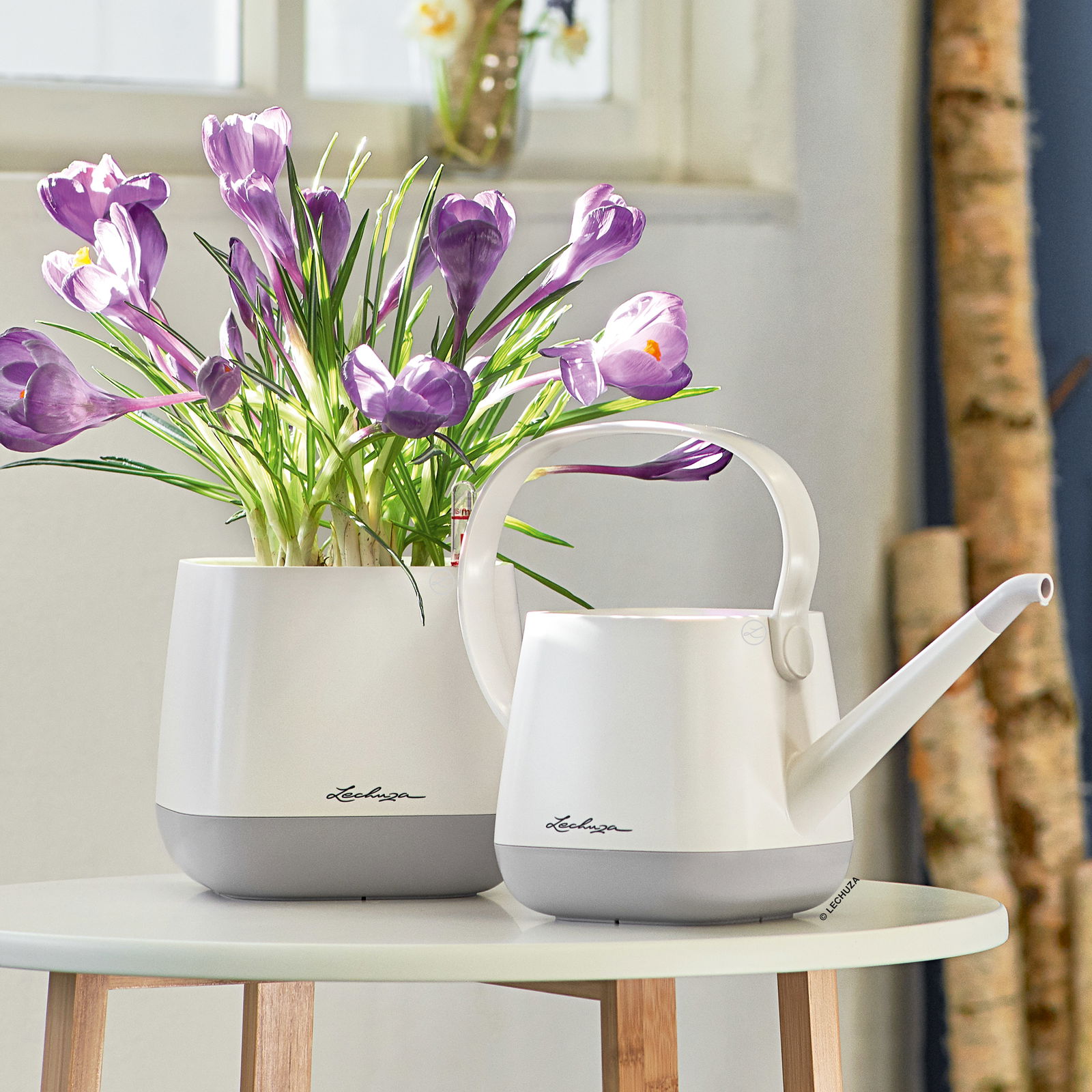 Lechuza 'Yula' Gießkanne, weiß/grau seidenmatt, 1,7 Liter