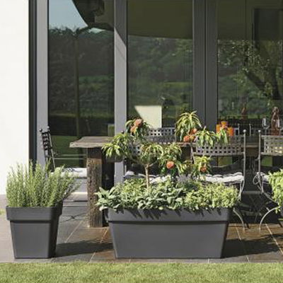 Euro 3 Plast Pflanzgefäß 'Mitu Pac Quadro', anthrazit, ca. 40 x 40 x H 40 cm
