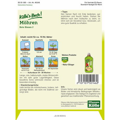 Kölles Beste Gemüsesamen Möhren 