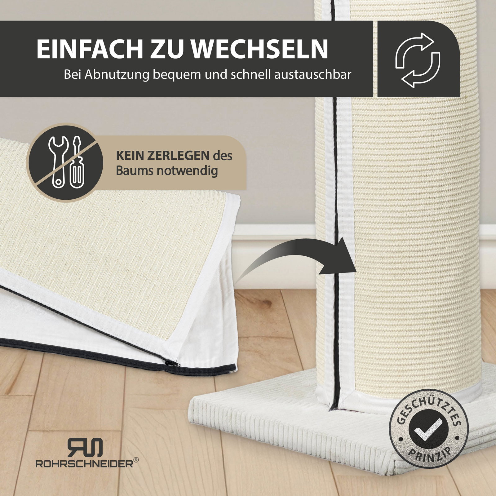 Rohrschneider Sisalmatte für XXL-Kratzstämme, beige Rohrschneider Sisalmatte für XXL-Kratzstämme, beige