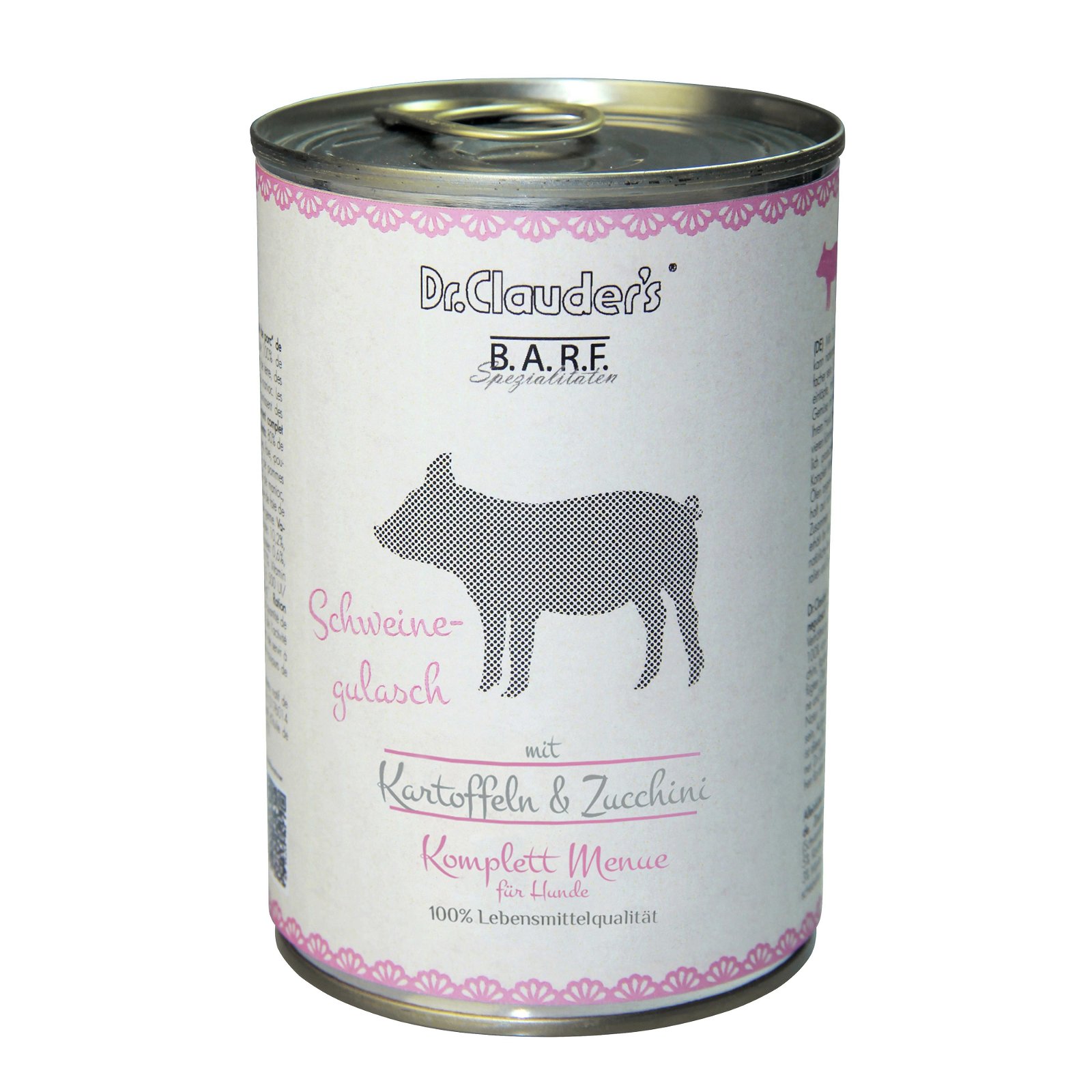 Dr. Clauder's Barf-Komplettmenü 'Schweinegulasch', Rind, 400 g