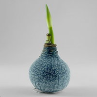 Amaryllis in Wachs XL, Dekor 'Marble Blue', Blüte weiß Amaryllis in Wachs XL, Dekor 'Marble Blue', Blüte weiß