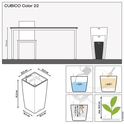 Lechuza 'Cubico Color 22', schiefergrau, ca. 22 x 22 x H 41 cm