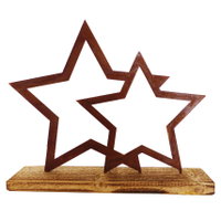 Metall-Doppelstern 'Bodenmais' auf Holzfuß, Höhe ca. 27 cm Metall-Doppelstern 'Bodenmais' auf Holzfuß, Höhe ca. 27 cm