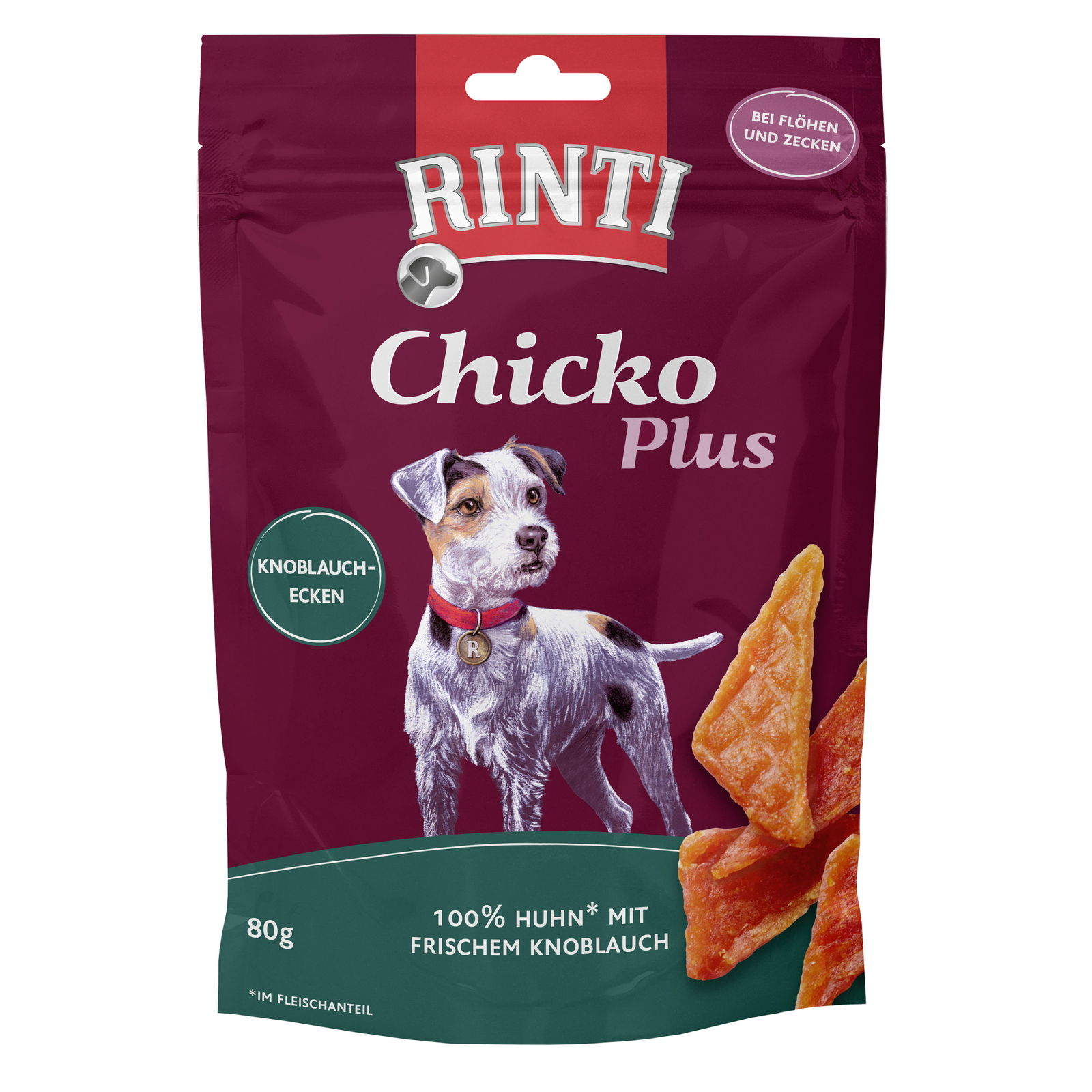 Rinti Extra Snack Chicko, Knoblauch-Ecken, 80 g