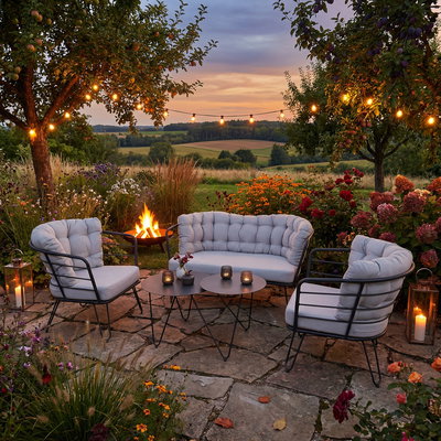 4-teilige Lounge-Gruppe 'Bella', schwarz, inklusive Auflagen