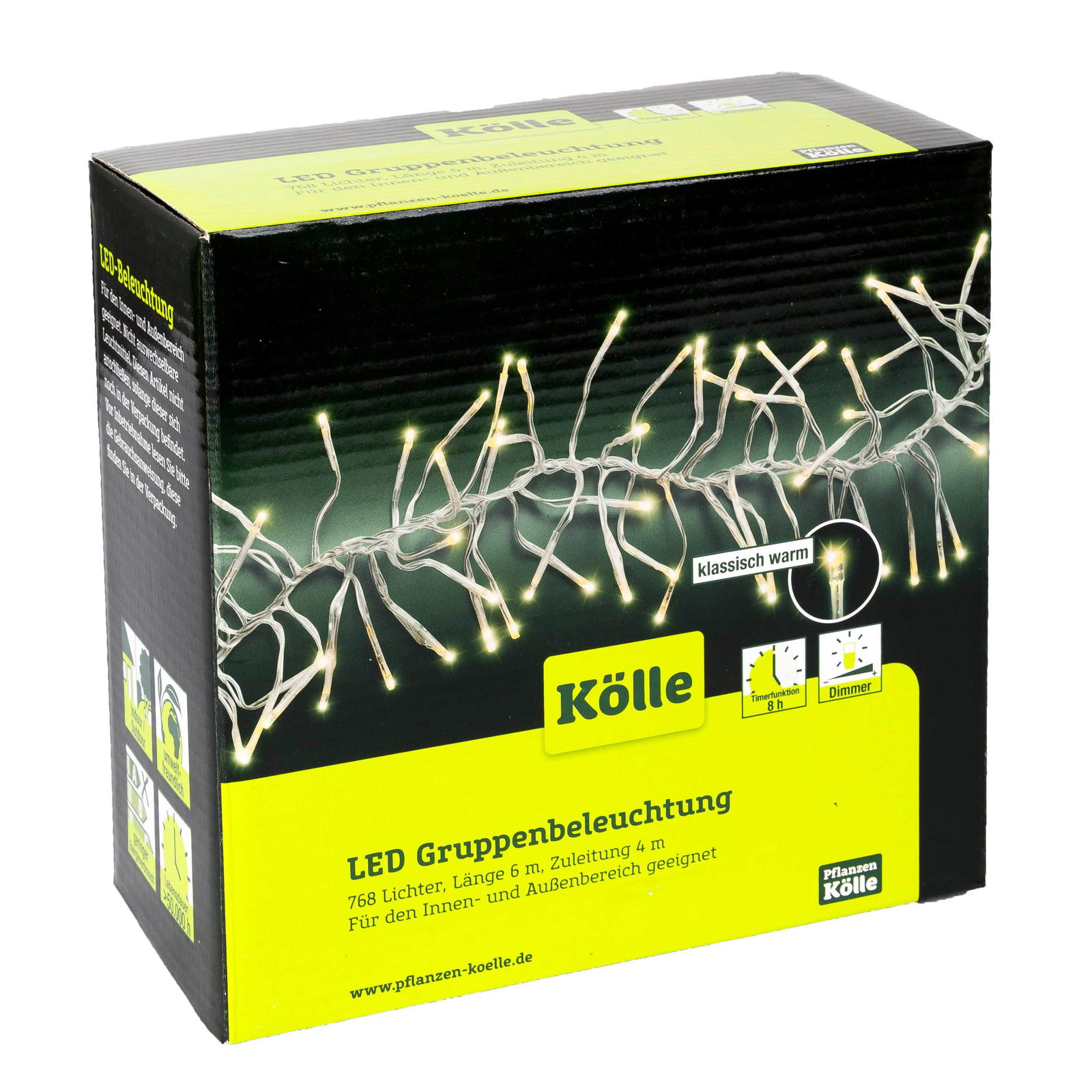 LED Lichterkette, 768 LEDs, klassisch warm, 6 m, Timerfunktion, dimmbar