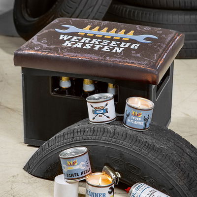 Sitzpolster 'Werkzeugkasten' für Getränkekiste, ca. 44 x 34 x 5 cm