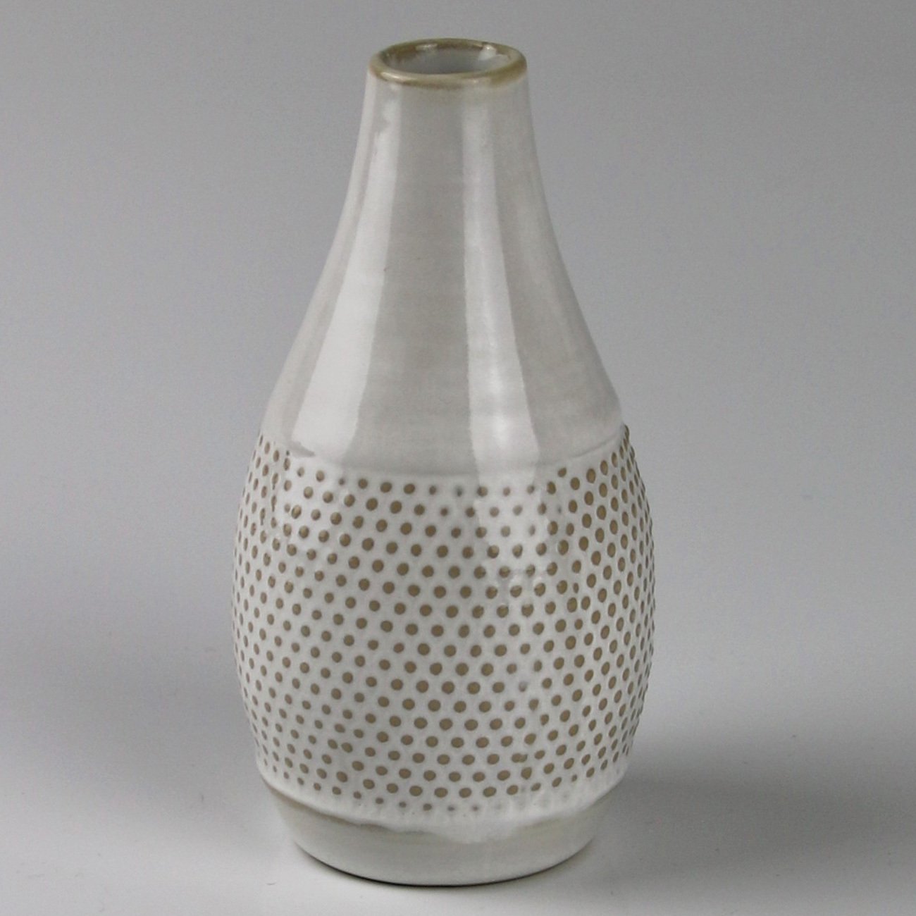 Keramik-Flaschenvase, beige, Ø 6 x H 11,8 cm